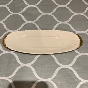 Vintage Lenox open butter dish tray in ivory with gold trim special